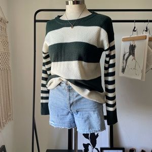Boutique green and cream knit sweater